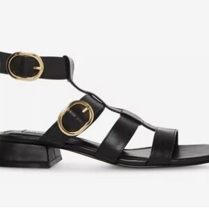 Sam Edelman Black and Gold Minimalist Sandals